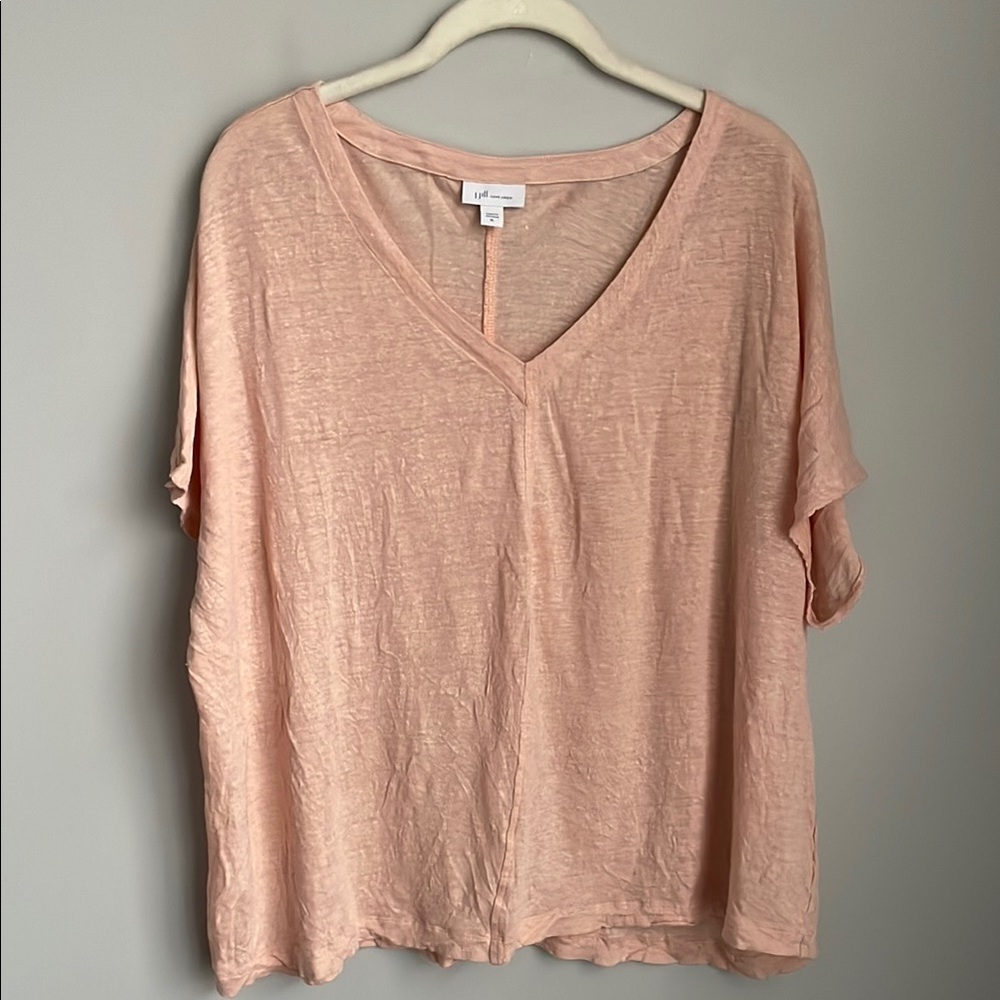 J.Jill Love Linen Peach V-Neck Short Sleeve Boxy Top Size XL